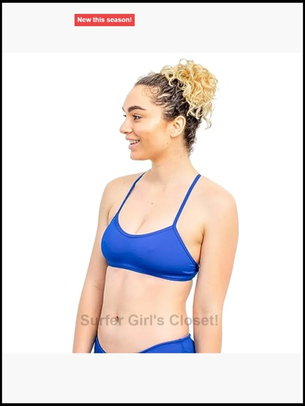 Fixed-Back Athletic Bikini Top Full Coverage Swimsuit Top for Lifeguarding